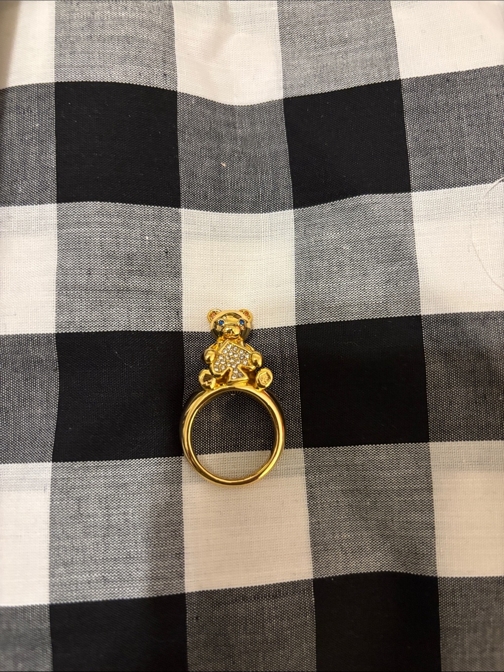 kate spade Gold Teddy Bear Ring with Clear Crystal Accents